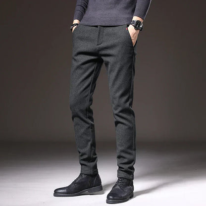 Pantaloni Uomo Tessuto Eleganti Slim Fit