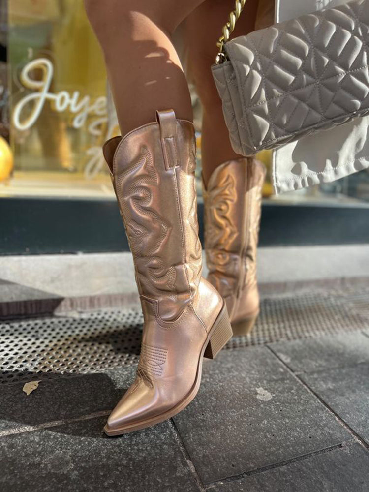 Stivaletti Donna Western con Tacco Casual Elegante