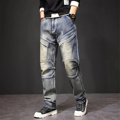 Jeans Uomo Dritti con Rinforzi al Ginocchio