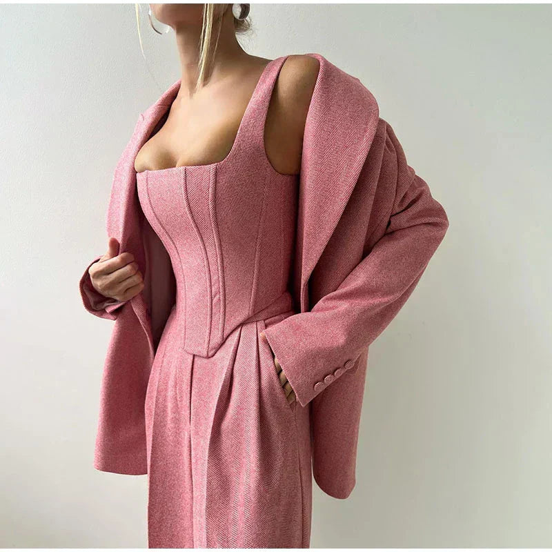 Completo Donna Blazer Pantaloni e Corsetto Coordinato