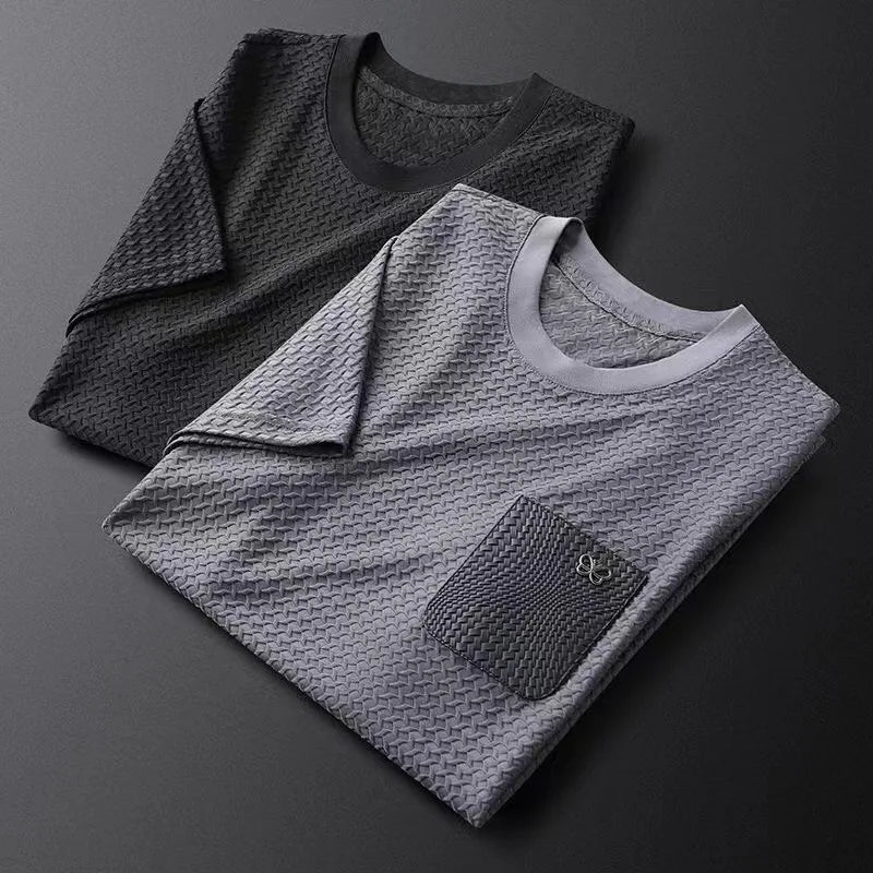 T-shirt Uomo Manica Corta Girocollo con Tasche sul Petto