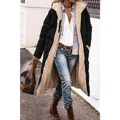 Cappotto Lungo Donna Invernale con Cappuccio Imbottito Maxipetto