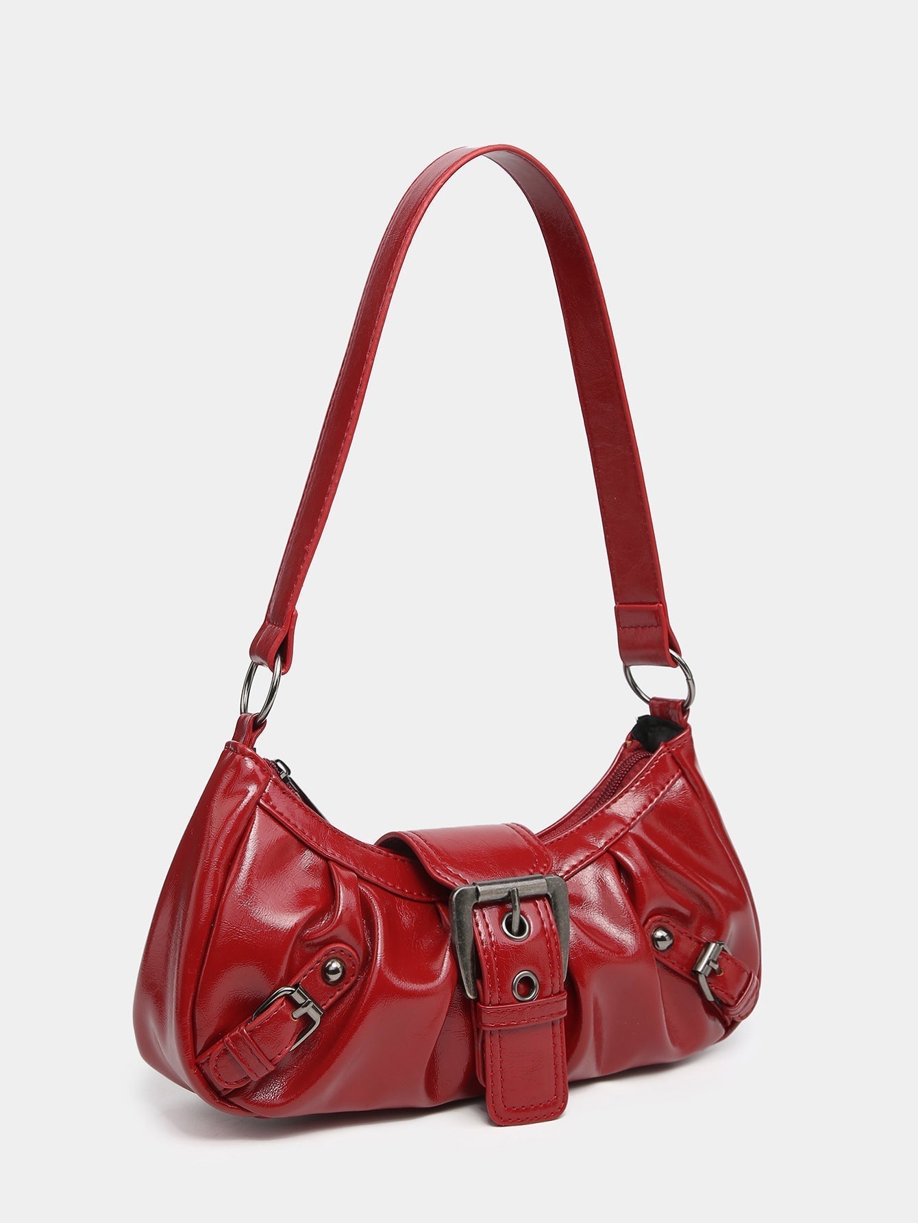 Borsa Hobo Donna in Ecopelle Vintage con Fibbia e Tracolla Regolabile