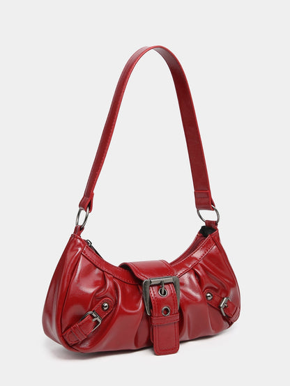 Borsa Hobo Donna in Ecopelle Vintage con Fibbia e Tracolla Regolabile