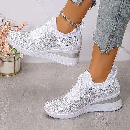 Sneaker Donna Ortopediche con Lacci e Strass
