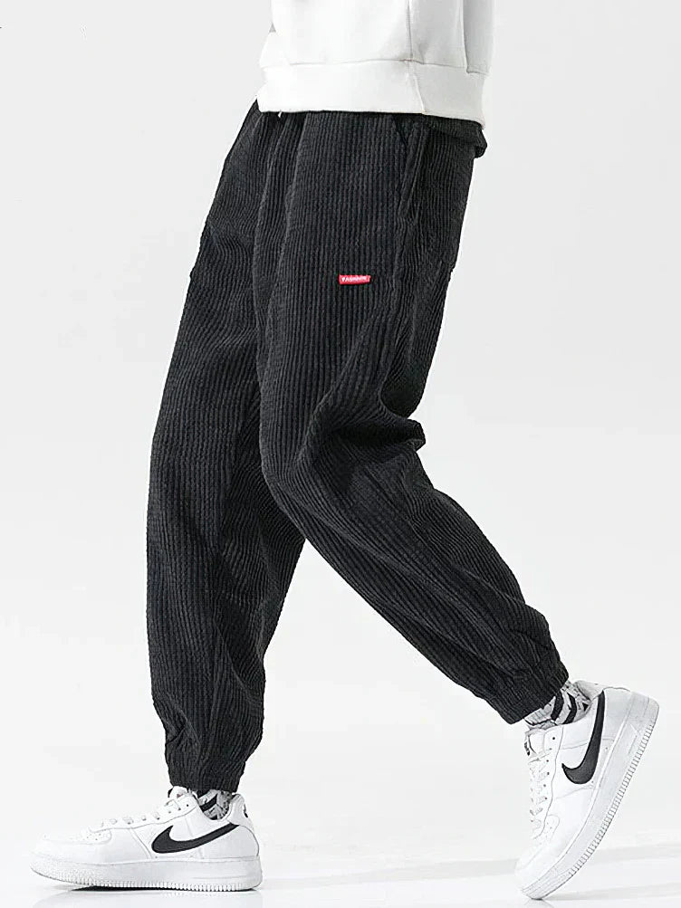 Pantaloni Jogging Uomo Corduroy Morbidi Vestibilità Ampia