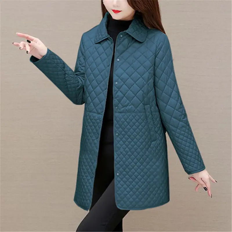 Cappotto Donna Imbottito Trapuntato Stile Classico Caldo Autunno