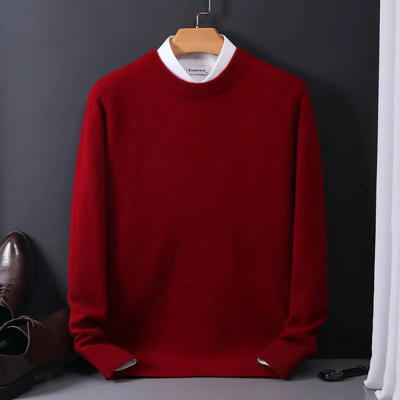 Maglione Uomo Caldo in Maglia Girocollo Corto