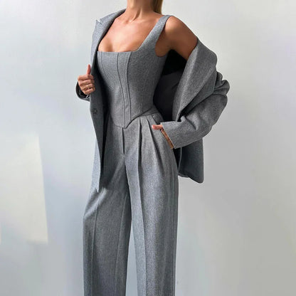 Completo Donna Blazer Pantaloni e Corsetto Coordinato