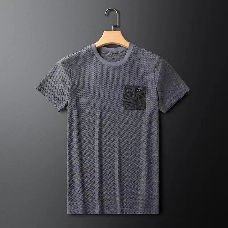 T-shirt Uomo Manica Corta Girocollo con Tasche sul Petto
