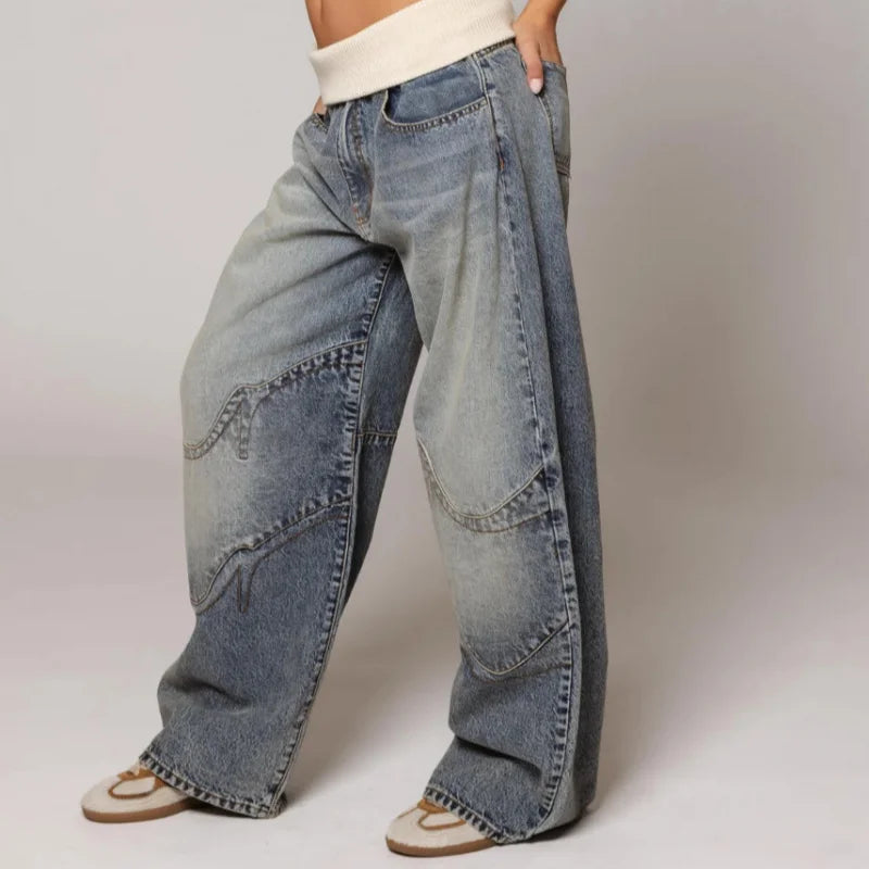 Jeans Baggy Donna Vita Bassa Gamba Larga