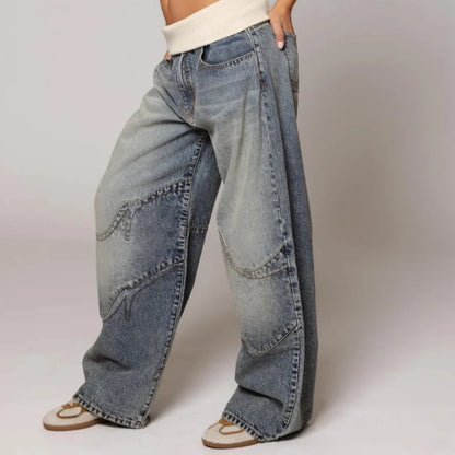 Jeans Baggy Donna Vita Bassa Gamba Larga