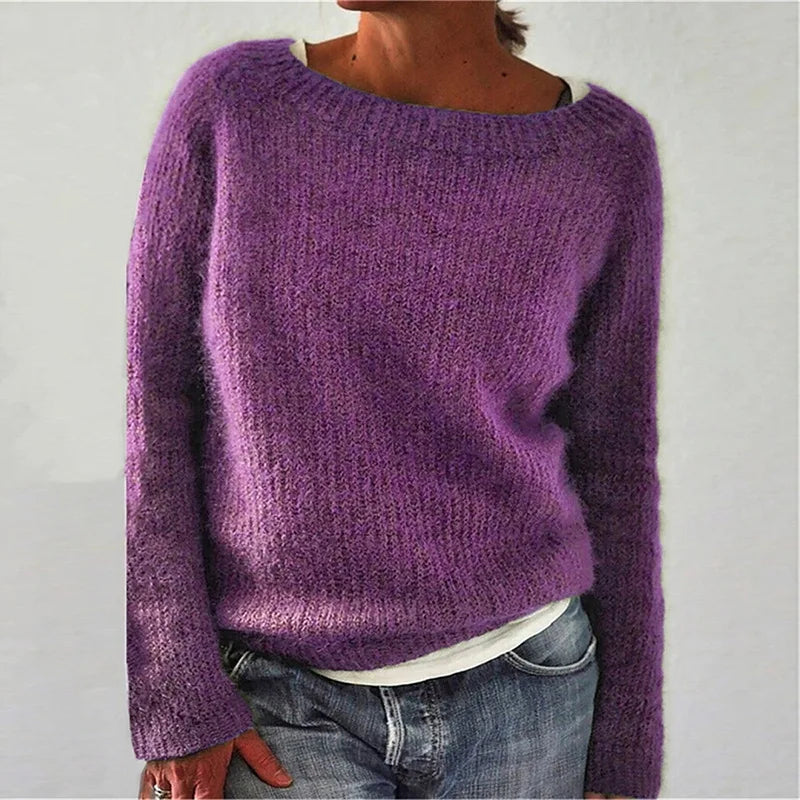 Maglione Donna in Lana Girocollo Stile Norvegese Invernale