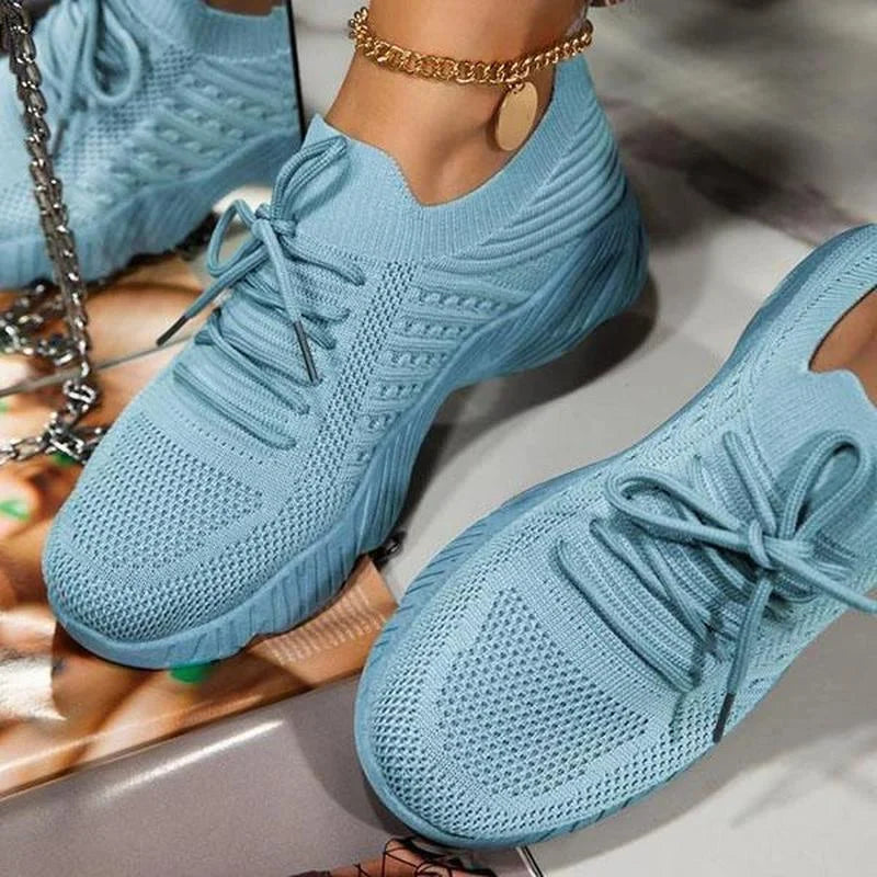 Sneaker Donna con Plateau e Lacci Stile Sportivo
