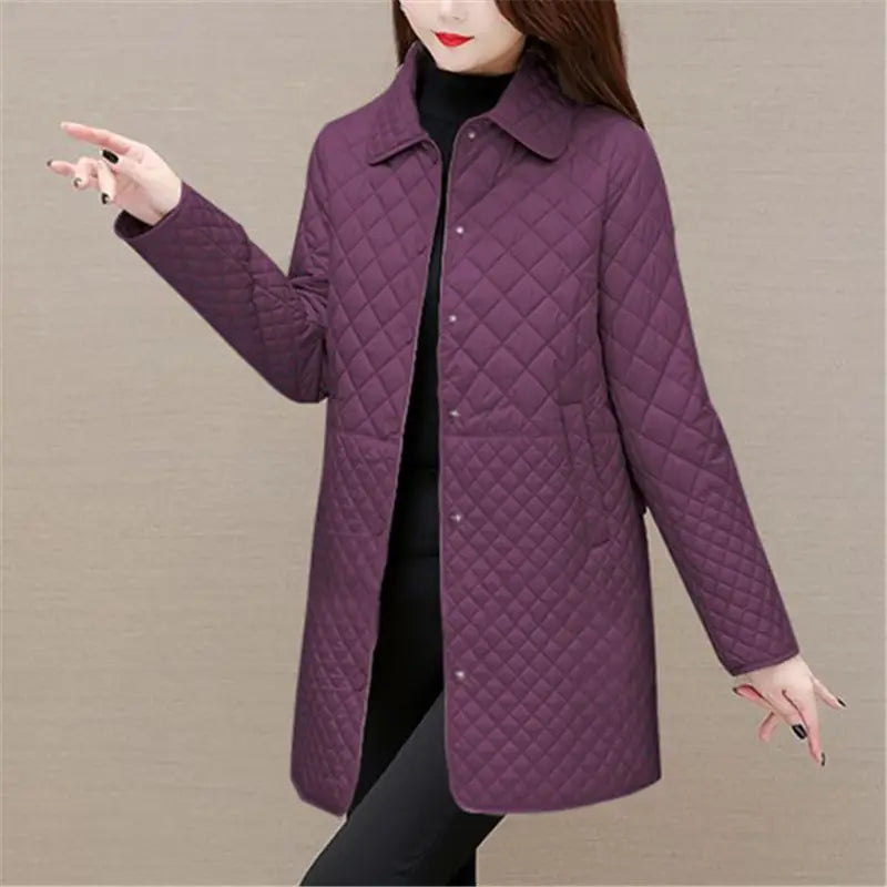 Cappotto Donna Imbottito Trapuntato Stile Classico Caldo Autunno