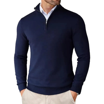 Maglione Uomo con Mezza Zip e Tessuto Strutturato