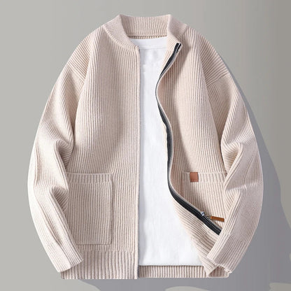 Cardigan Uomo Maglia Coste con Chiusura a Zip - Brentozzi
