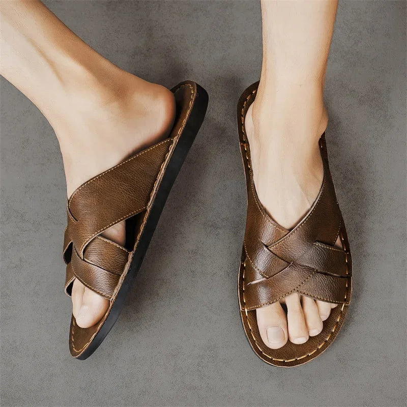 Sandali Donna in Pelle con Cinturini Incrociati