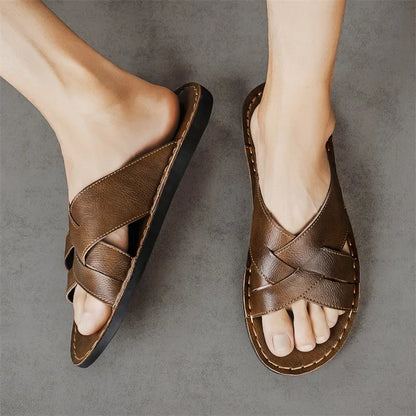 Sandali Donna in Pelle con Cinturini Incrociati