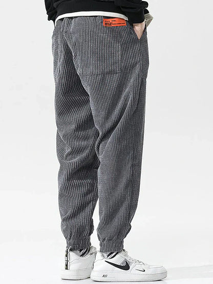 Pantaloni Jogging Uomo Corduroy Morbidi Vestibilità Ampia