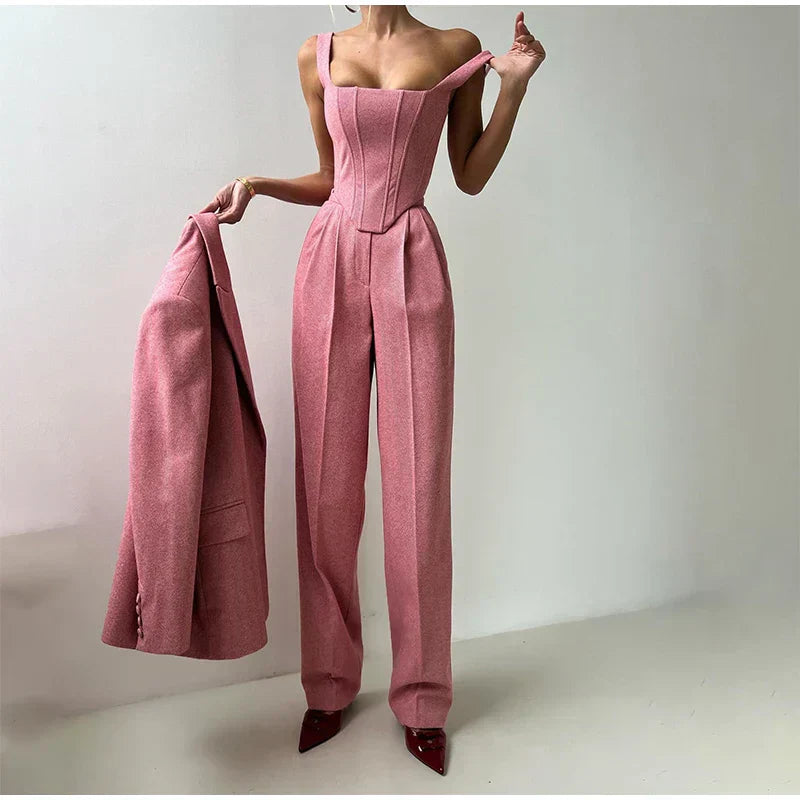Completo Donna Blazer Pantaloni e Corsetto Coordinato
