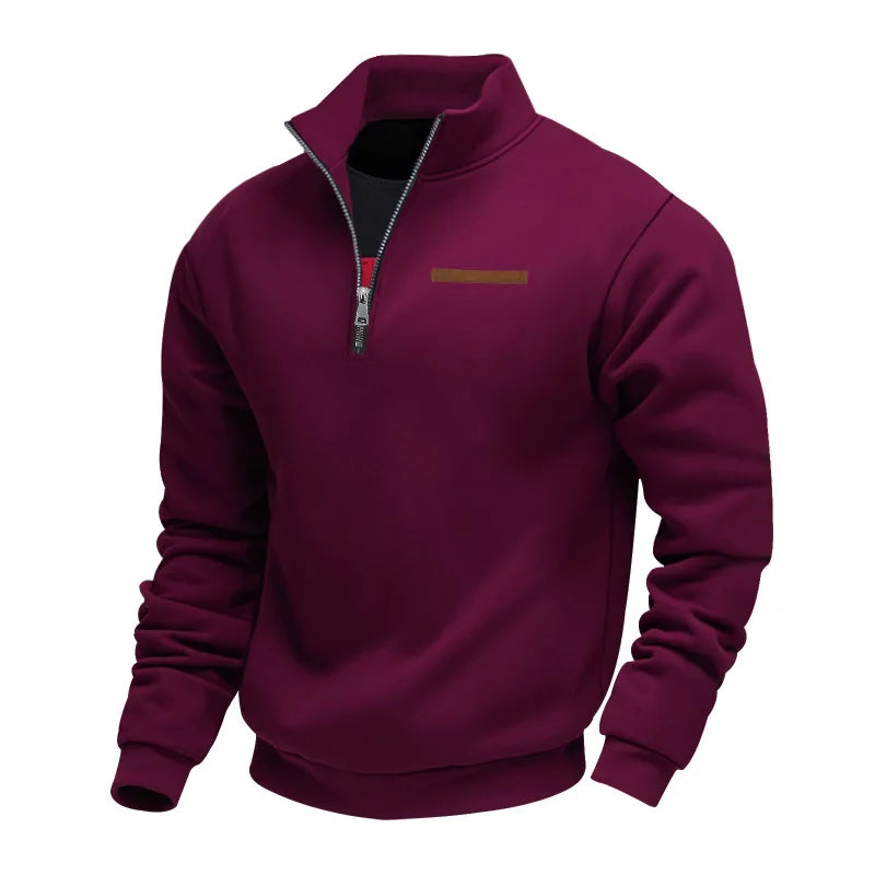 Felpa Uomo in Pile con Mezza Zip