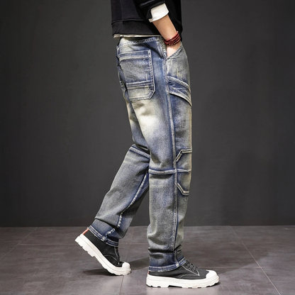 Jeans Uomo Dritti con Rinforzi al Ginocchio