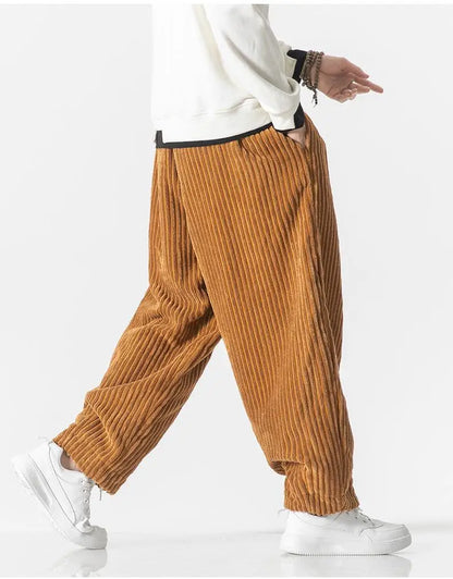 Pantaloni Jogging Uomo Maglia a Costine Vita Elastica Relaxed Fit