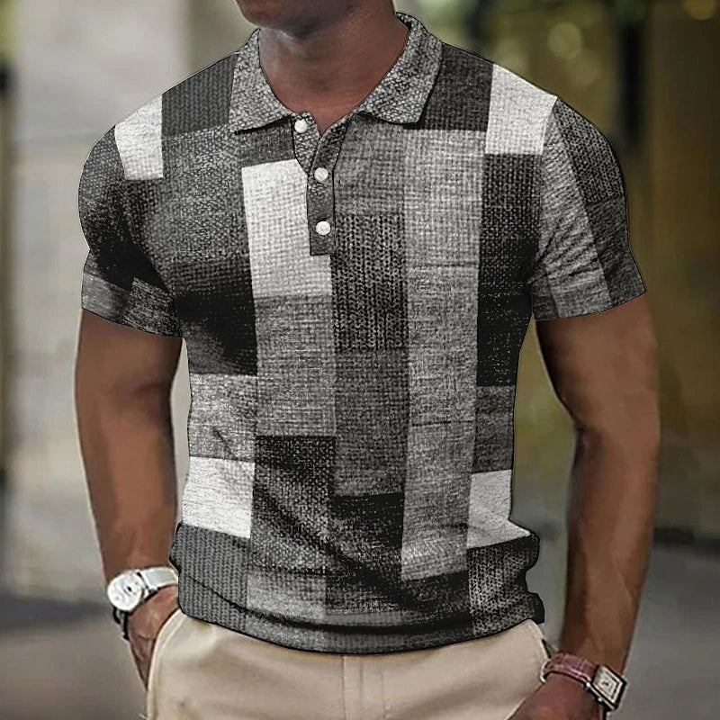 Polo Uomo Manica Corta Design Color Block
