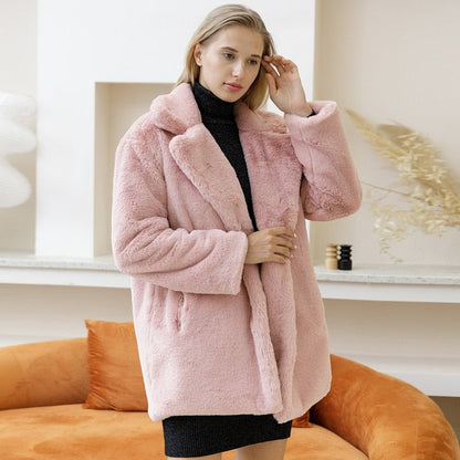 Cappotto Donna in Pelliccia Ecologica Caldo Stile Elegante