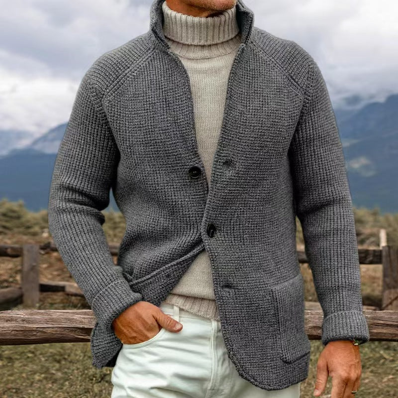 Cardigan Uomo Maglia Grossa Stile Lavorato Ampio