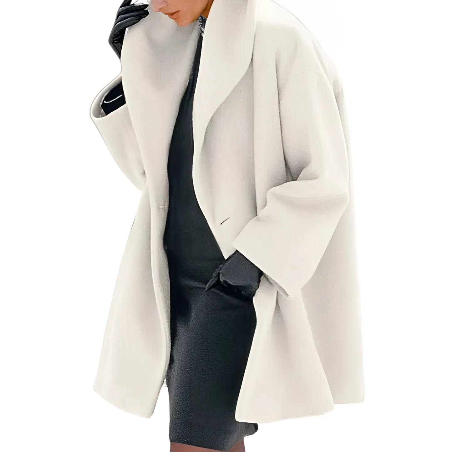 Cappotto Donna Invernale Tessuto Strutturato Taglio Sagomato