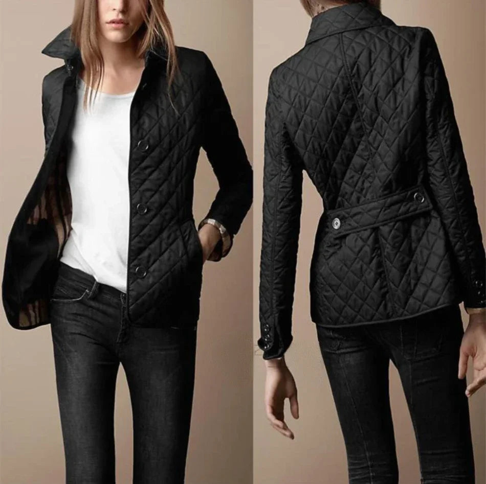 Giacca Donna Quadri con Colletto Rever Elegante