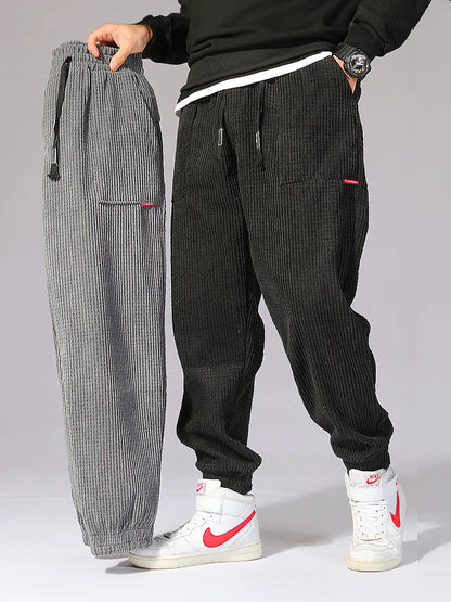 Pantaloni Jogging Uomo Corduroy Morbidi Vestibilità Ampia - Brentozzi