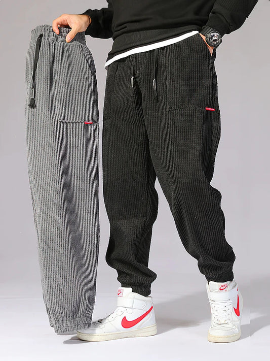 Pantaloni Jogging Uomo Corduroy Morbidi Vestibilità Ampia - Brentozzi