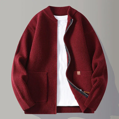 Cardigan Uomo Maglia Coste con Chiusura a Zip