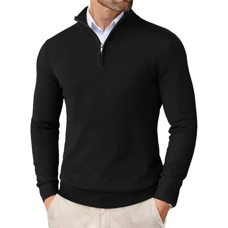 Maglione Uomo con Mezza Zip e Tessuto Strutturato - Brentozzi