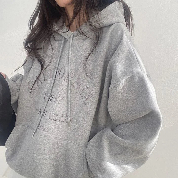 Felpa Oversize Donna con Ricamo Comoda Casual