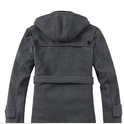 Trenchcoat Uomo in Misto Lana Fodera Ecopelliccia Cappuccio