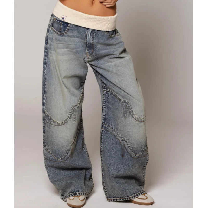 Jeans Baggy Donna Vita Bassa Gamba Larga - Brentozzi