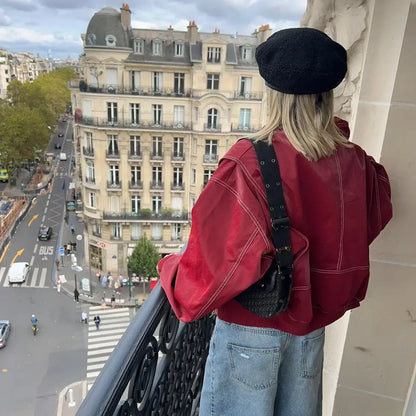 Giacca Donna Oversize in Pelle Stile Casual