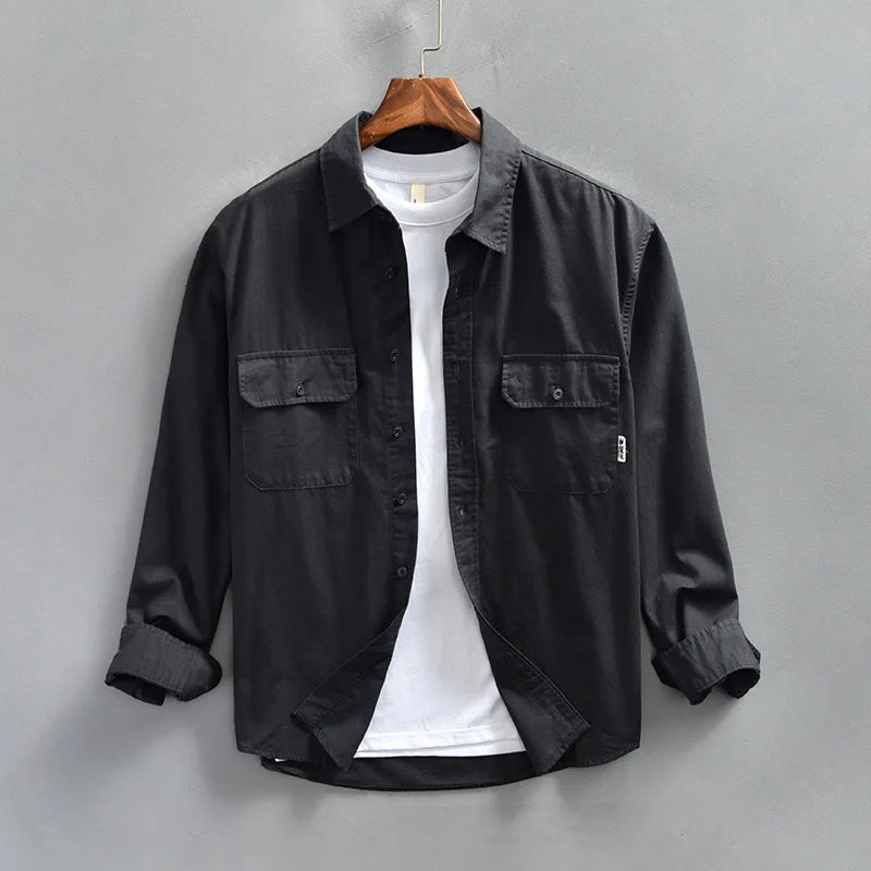 Camicia Uomo Manica Lunga con Tasche sul Petto