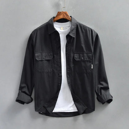 Camicia Uomo Manica Lunga con Tasche sul Petto