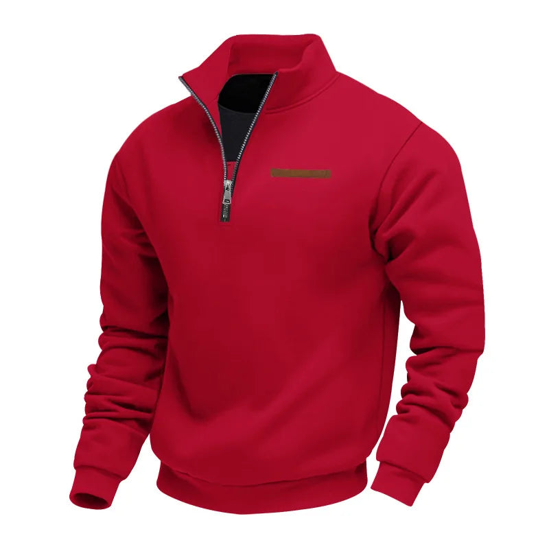 Felpa Uomo in Pile con Mezza Zip