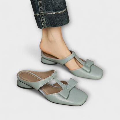 Pantofole Donna in Lino Punta Quadrata