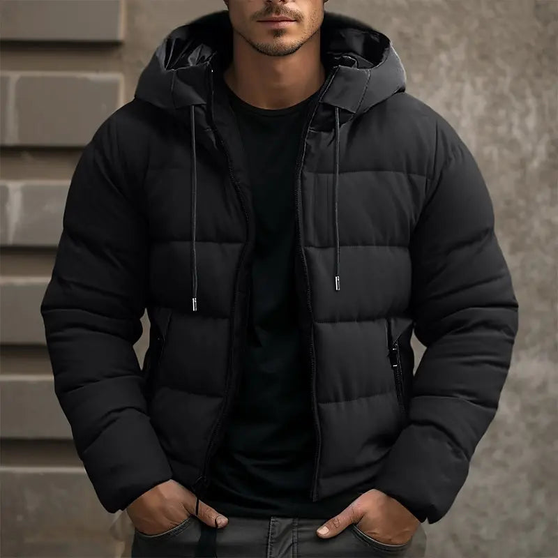 Giacca Puffer Uomo Imbottita con Cappuccio Calda Invernale