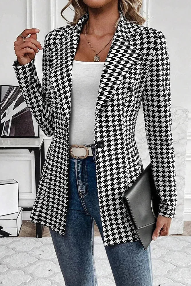 Blazer Donna Doppiopetto Fantasia Quadri Taglio Slim - Brentozzi