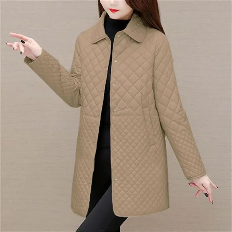 Cappotto Donna Imbottito Trapuntato Stile Classico Caldo Autunno