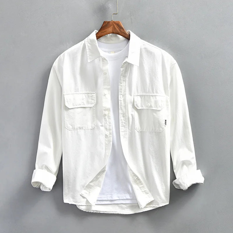 Camicia Uomo Manica Lunga con Tasche sul Petto