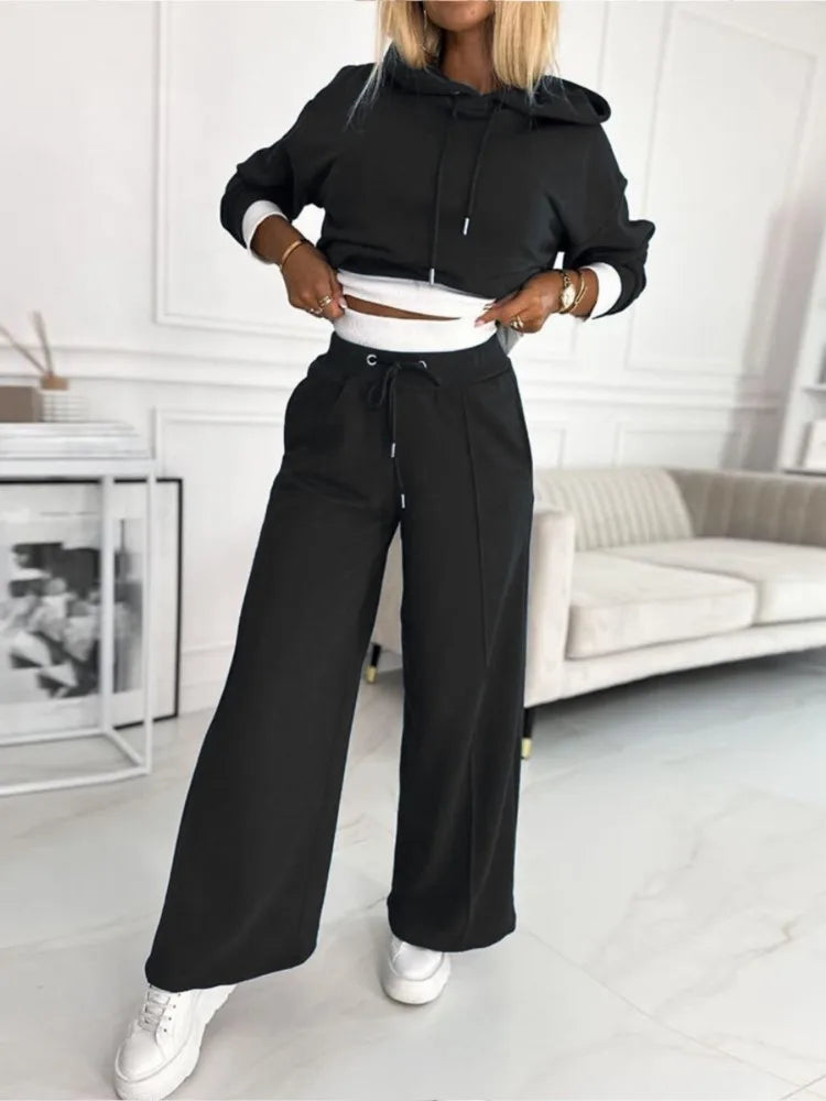 Completo Donna Felpa con Cappuccio e Pantaloni Jogger Morbido Elegante